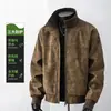 Jaqueta retro estilo americano em couro PU com gola alta para homens, nova coleção outono/inverno 2026, modelagem solta, peça casual versátil para usar por cima.