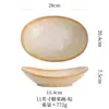Prato de Jantar Cerâmico Retrô Estilo Japonês, Tigela Oval Doméstica, Prato para Peixe, Tigela para Salada, Prato para Pratos Frios, Prato Lingote em Forma de Barco, Louças para Restaurante