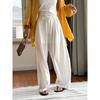 Calça Casual Louv Verão Estilo Coreano para o Trabalho em Tencel Linho Levemente Transparente Leve Respirável Solta Confortável para Mulheres