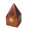 Caja Antigua de Madera para Aromaterapia Quemador de Incienso Piramidal Calado Hecho a Mano Caja Antigua de Madera para Aromaterapia Quemador de Incienso de Placa Cónica Quemador