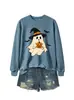 Amazon eBay loja independente fofa e divertida da moda feminina outono e inverno estampa de leopardo bruxo fantasma morcego moletom para exportação