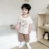 Pijama Feminino Verão Novo Conjunto Casual Cropped de Manga Curta Calça Curta Pulôver Pijama para Crianças Grandes Roupa de Dormir Infantil