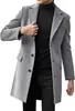 Trench coat masculino transfronteiriço, em estoque na Amazon, casaco de lã para outono e inverno, jaqueta de lã de comprimento médio de abotoamento simples, estilo business casual