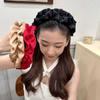 Diadema plisada de borde ancho superior de cráneo alto para mujer, estilo Hong Kong de satén combinable, celebridad de internet para salir, lavado de cara, maquillaje, diadema para presionar el cabello, femenina