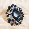Anillo Grande Único de Lujo Estilo Europeo y Americano Retro Exagerado Elegante Estilo Floral Clásico con Capas Estéreo de Vidrio y Pedrería