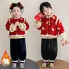 Roupa de Aniversário de Inverno 2026 para Crianças Hanfu, Estilo Chinês Tradicional Festiva de Ano Novo Traje Tang Espesso para Bebês