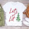 Moda de Comercio Exterior Caricatura Estampado de Alce Navideño Moda Europea y Americana Holgada Talla Europea Camiseta para Mujer