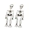 Pendientes de Calavera de Halloween Europeos y Americanos Transfronterizos con Pedrería Diseño Creativo Pendientes Largos de Lujo Completamente de Diamante Venta al Por Mayor