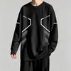 Camiseta de manga larga para hombre, capa interior de otoño, camiseta base elástica de corte holgado para hombre, camiseta estampada estilo coreano ins