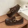 Zapatos perezosos, mules de suela gruesa, nuevos zapatos slip-on de moda 2026 para mujer con pedrería, hebilla de cinturón de otoño, estilo universitario