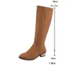 Botas Altas de Gamuza Talla Grande 2026 Otoño Nuevas Retro Transfronterizas Tacón Medio Cremallera Lateral Botas de Monta para Mujer 43