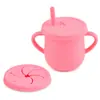 Taza de silicona para snacks infantiles resistente a caídas, portátil, con asa binaural, con Taza de Snacks para Bebé