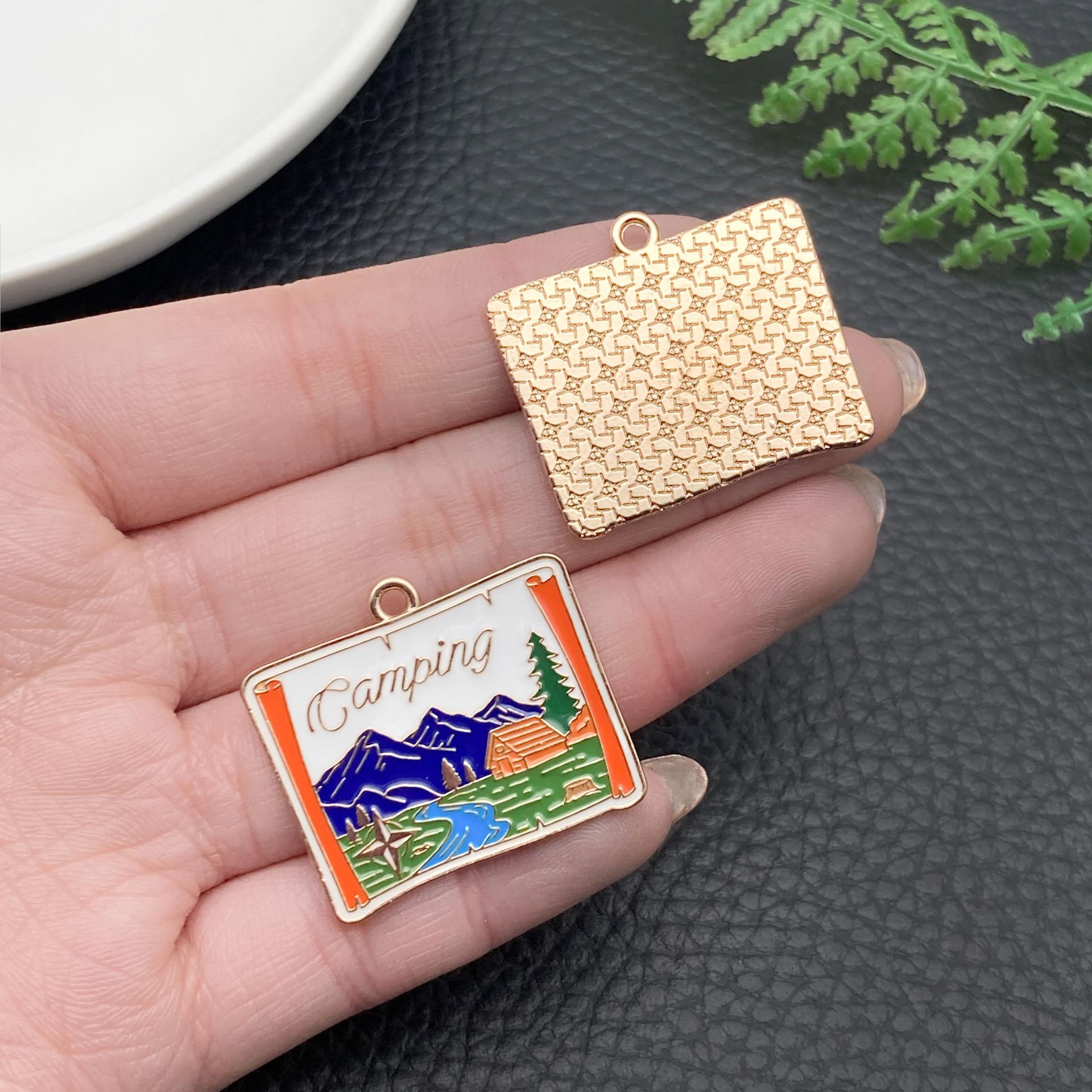 21773-XD-蓝色kc金滴油锌合金露营旅行风景度假风野外