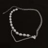 Estilo Wu Xin Celebridade da Internet Elegante Costura Corrente Pingente de Coração Colar de Pérolas Estilo Japonês e Coreano Design de Personalidade Corrente para Clavícula para Mulheres