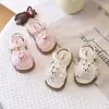 Zapatos de Princesa con Lazo de Flor y Perlas para Niñas Pequeñas Sandalias de Playa Suaves para Bebé con Punta Abierta