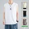 Camiseta sin mangas para hombre, estilo fino de verano, chaleco deportivo casual con sensación de hielo, top holgado versátil, secado rápido con sensación de hielo