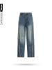 Calças para homens e mulheres High Street Vibe American Pure Black Straight Jeans Calças jeans casuais de alta qualidade