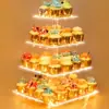 569 soporte acrílico para cupcakes con base, torre de cupcakes con luces