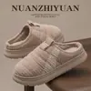 Pantuflas de Pana Gruesas de Algodón Hamuding para Hombres y Mujeres Pareja Más Terciopelo Cálidas para Interiores Hogar Antideslizantes Se Pueden Usar Afuera Pantuflas de Algodón