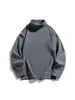 Sudadera deportiva para hombre de cuello alto y manga larga, color liso, corte holgado, cálida, estilo otoño e invierno, elástica, secado rápido, top casual