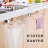 Ventas directas transfronterizas multifuncional cocina acero inoxidable almacenamiento de bolsas de basura estante puerta de armario colgante trasero trapo estante de basura