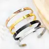 Popular Transfronterizo 6mm Simple Versátil Runa Acero Inoxidable Pulsera Joyería de Nicho Abierta en Forma de C Fabricante Venta al por Mayor