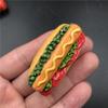 Imán de nevera de resina con forma de pato asado de Pekín, pizza, perrito caliente, pan, hamburguesa, comida creativa, artesanías culinarias en stock