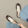 Zapatos Casuales de Cuero Patchwork de Vacuno Estilo Alemán 2026 Primavera Tacón Bajo Cuero Genuino Bloques de Color Deportivos con Cordones para Mujer
