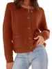 Cardigan de Punto Estilo Pequeño Aroma Otoño e Invierno Europeo y Americano Nuevo Moda Temperamento Suéter Corto Bolsillos Chaqueta Color Sólido Mujer
