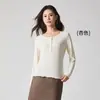 Top Base de Malha Lã Tencel para Mulheres, Gola Redonda Malha Quente para Mulheres, Camiseta Slimming de Manga Longa Casual Americana Outono/Inverno