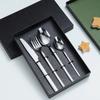 Juego de Vajilla Personalizado de Acero Inoxidable Serie Caballero Vajilla de Aspecto Elegante Cuchillo para Bistec, Tenedor y Cuchara Juego de Regalo de Cuatro Piezas