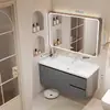 Gabinete de baño de aluminio de panal engrosado con lavabo de cerámica integrado y unidad de tocador