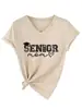 Amazon Ebay Sitio Independiente Moda Casual Versátil para Mujer Cuello en V Sen2027Or Camiseta Básica de Manga Corta tipo Mom