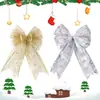 Decoração de Festa de Natal Tema Laço Pingente Dourado e Prateado Rede Dupla Camada Laço Adereços de Decoração para Árvore de Natal