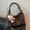 Bolso con Estampado de Leopardo Transfronterizo para Mujer Gran Capacidad Nuevo Otoño e Invierno 2025 Versátil Casual Hombro Axila Bolso Retro para Viajero