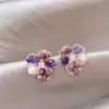 Nuevos Pendientes de Flor de Cristal y Perla 2026 para Mujer, Lujo Ligero, Sensación de Alta Gama, Broqueles, Temperamento, Modernos, Versátiles, Accesorios para Pendientes al por Mayor