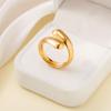 TOHM Europa y Estados Unidos estilo frío minimalista liso anillo abierto simple versátil lujo ligero anillo para el dedo índice moda francesa