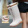 Botas de lluvia, botas de lluvia antideslizantes de media pantorrilla, botas de agua de caña alta, botas de lluvia de moda y cálidas, botas de lluvia antideslizantes de media pantorrilla, botas de agua de caña alta, de moda