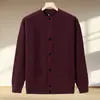 Suéter de Hombre con Forro Polar y Cuello Alto 2025 Otoño e Invierno Nueva Ropa de Hombre para Edad Media y Mayores Casual de Negocios Color Sólido Cárdigan Cálido