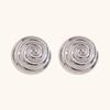 Tendencia Transfronteriza Europea y Americana Elegante Moda Acero Inoxidable Chapado en Oro de 18K Hilo Vórtice Concha Colgante Collar Aretes para Mujer