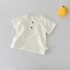 2025 Nuevo Estilo Coreano Verano Bebé Color Sólido Camiseta Cuello Redondo Niños Manga Corta Camiseta Ropa Exterior Top Base