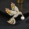 Nova Broche Estilo Chinês Pássaro Rezando Gradiente Pérola Feminina de Alto Padrão Exquisito Luxo Temperamento Pássaro da Paz Corsage Tendência