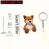 Llavero acrílico plano 2D con diseño de zorro de peluche, charm para mochila, decoración del hogar y regalo de fiesta