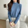 Foto Real Outono e Inverno Estilo Coreano Gola Semi-alta Simples Combina com Tudo Camiseta Base Tricotada Casual Lazy Top Interno Feminino 71915