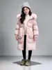 Chaqueta de Invierno de Algodón para Niñas Grandes con Cuello Desmontable de Piel 2026 Nuevo Estilo de Invierno Grueso de Longitud Media con Capucha Ropa de Abrigo Abrigo de Algodón Más Vendido