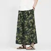 Pantalones cropped de pierna ancha con estampado de talla grande para hombre, pantalones harén finos de verano, pantalones de playa estilo chino, casuales y holgados