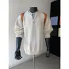Nova coleção de outono: Suéter masculino pulôver texturizado estilo CityBoy japonês com design retrô inspirado em Hong Kong, apresentando um visual de duas peças falsas e gola Henley