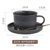Conjunto de pires e xícara de café vintage xícara especial para cafeteria com flor puxada xícara de latte caneca de presente manual a atacado