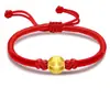 Loja de Ouro da China Pé de Ouro 999 Fivela Ping An Contas de Transferência de Ouro Pulseira Cordão de Mão Vermelho Trançado Casal da Fortuna