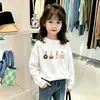 Top Dulce para Niñas con Estampado de Dibujos Animados Lindos, Camiseta para Niñas, Nuevo Estilo Primavera y Otoño 2026, Cuello Redondo, Manga Larga de Algodón Puro para Niños